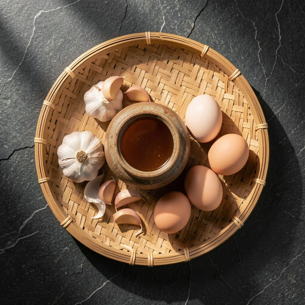 Bahan alami: bawang putih, madu hutan, dan telur ayam kampung