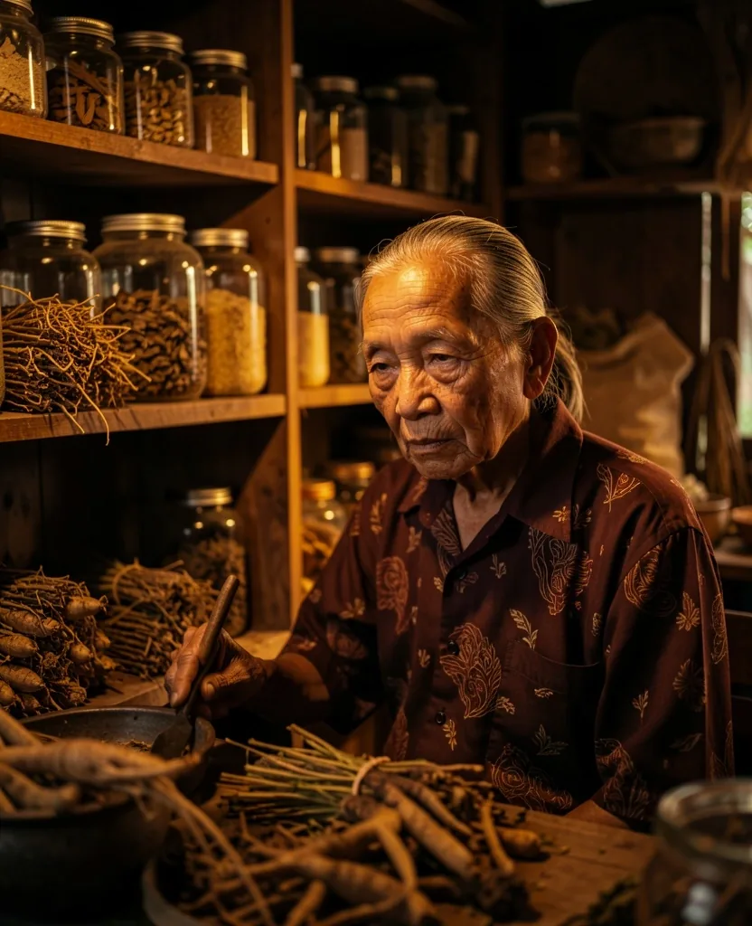 Ahli herbal tradisional Indonesia di ruang kerjanya
